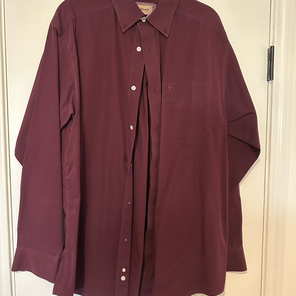 Ariat Men's Deep Burgundy Casual Button Down Shirt